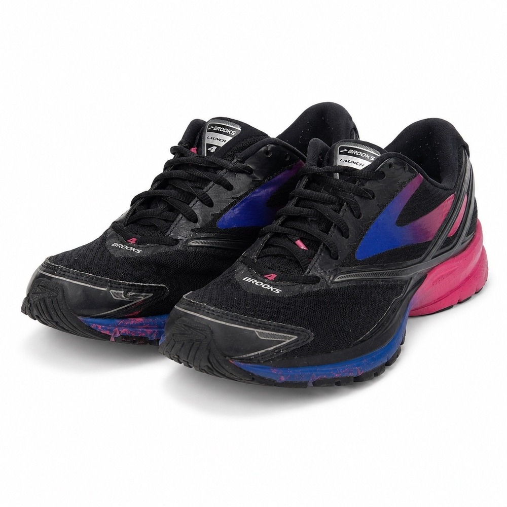 Brooks Launch 4 Womens Size 9 Black Pink Blue Running Shoes 1202341B081